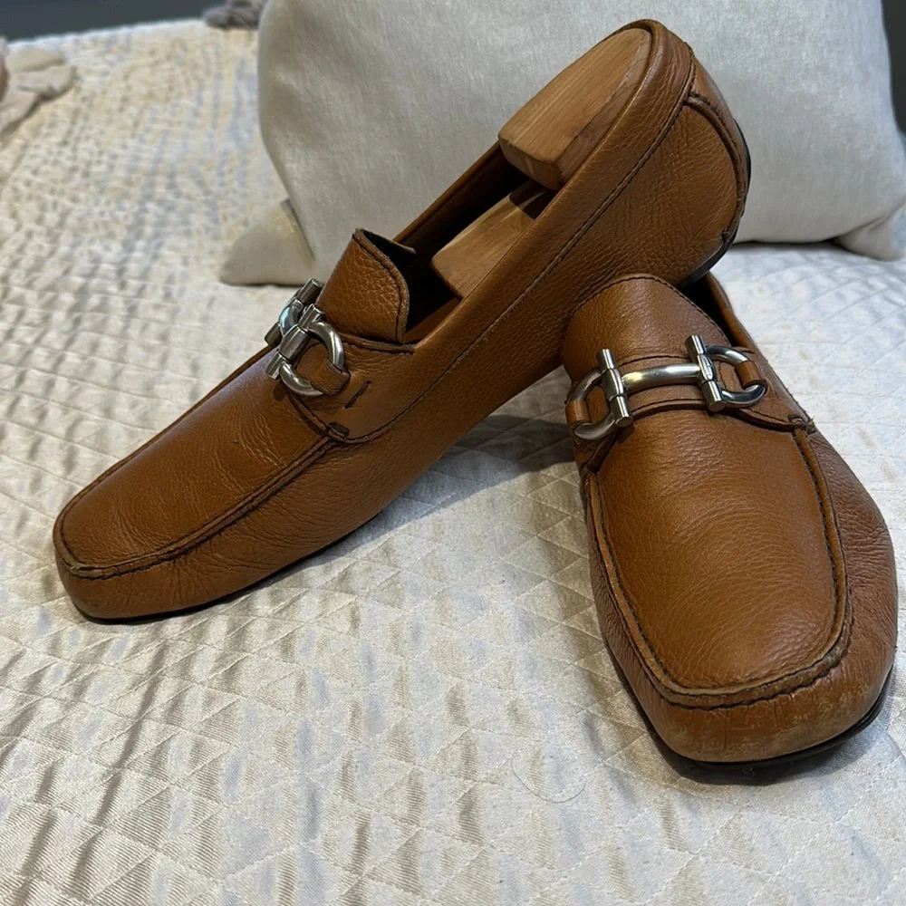 Salvatore Ferragamo Men's Leather Bit Loafers in Cognac Brown